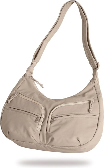 حقيبة كروسبودي هلالية خفيفة الوزن من قماش تسلان (Taslan)