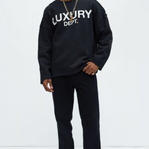 سويت شيرت واسع “تايسون لاكجري ديبت” بحواف منسلة – أسود