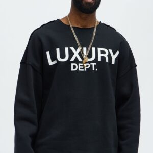 سويت شيرت واسع “تايسون لاكجري ديبت” بحواف منسلة – أسود