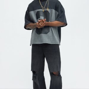 جينز “ألفاريز” باجي ممزق – أسود باهت (وش)