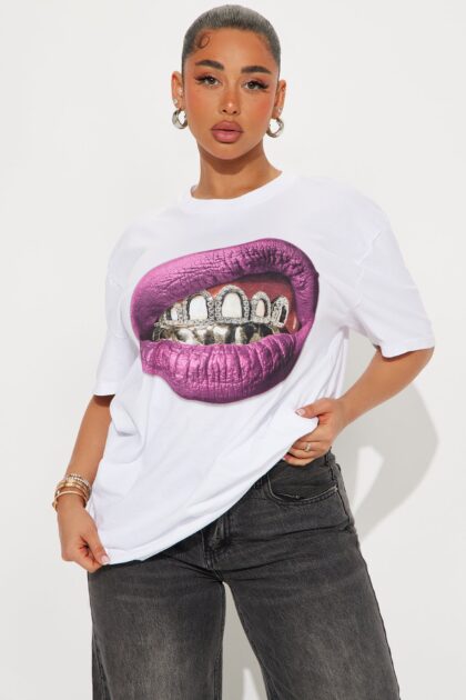 تيشيرت "مارك ماي ووردز" واسع مغسول - أبيض