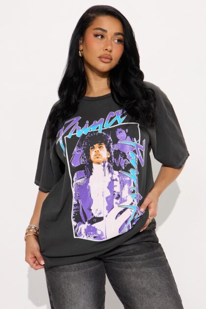 تيشيرت برنس "بيربل رين" واسع مغسول - أسود