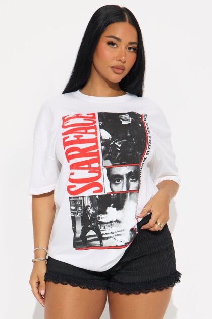 تيشيرت سكارفيس واسع - كريمي