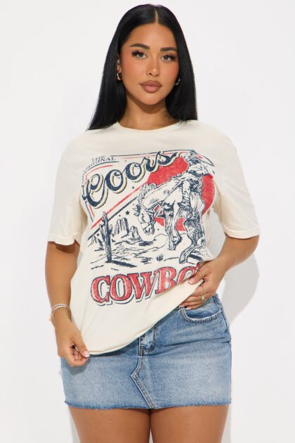 تيشيرت "كورس كاوبوي" صحراوي واسع - كريمي