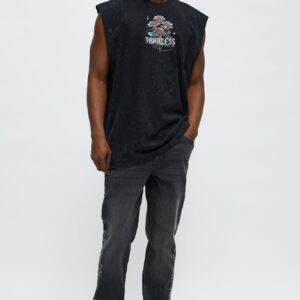 جينز “بي ريزيلينت” سكيني مطرز – أسود مغسول