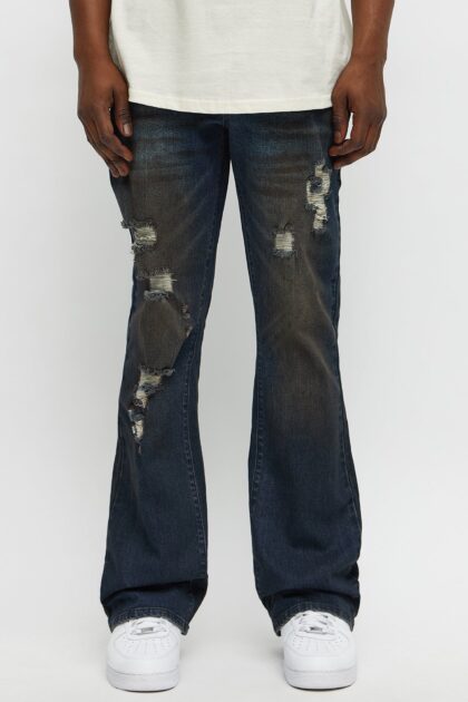 جينز "ديستروي مي" سكيني فلير مكدس - غسيل داكن