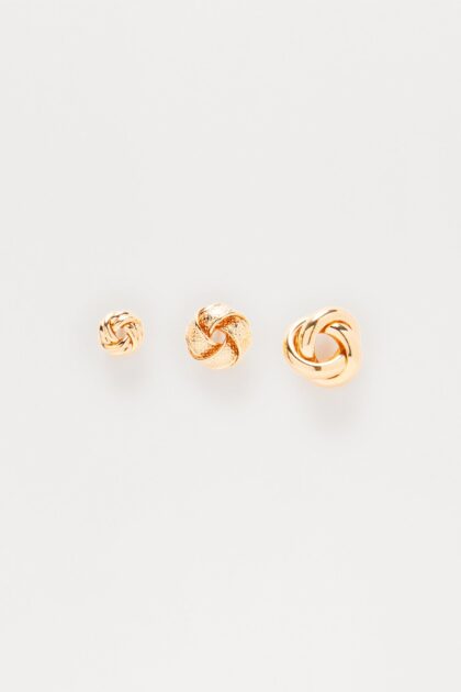 طقم أقراط "رايا" 3 أزواج - ذهبي