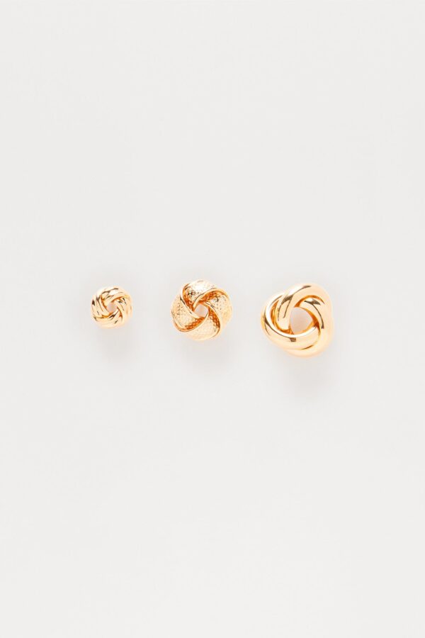 طقم أقراط "رايا" 3 أزواج - ذهبي