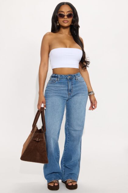 جينز "نيفر تشينجينغ" أرجل واسعة - غسيل متوسط