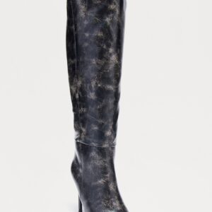 بوت “ساوث سايد” كعب رفيع للركبة – أسود