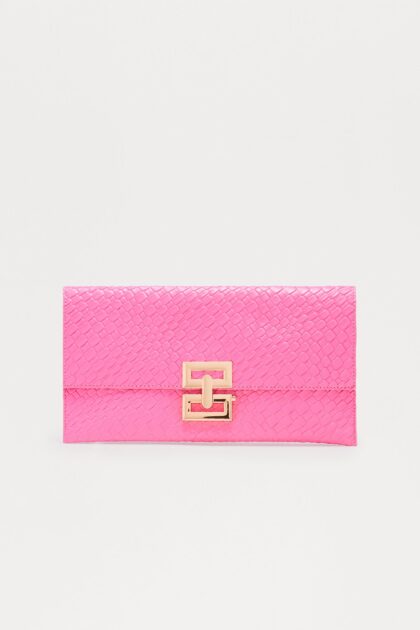 حقيبة يد (كلتش) "كروك كراش" جلد صناعي - فوشيا