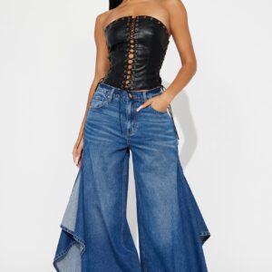 جينز واسع الساق غير درامي – ووش متوسط