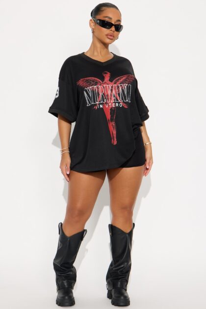 تي شيرت جيرسي 'نيرفانا يوتيرو' - أسود