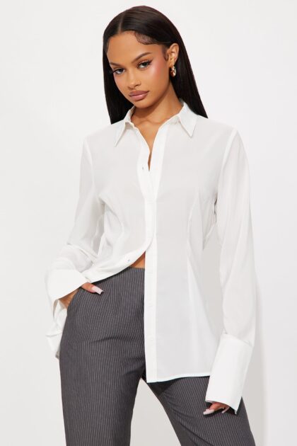 قميص شيفون 'آوت أند أباوت' - أبيض