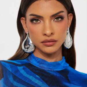 أقراط “جينا” متدلية – فضي