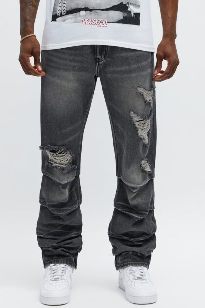 جينز "ستريت داون ذا ستريت" ممزق - أسود مغسول