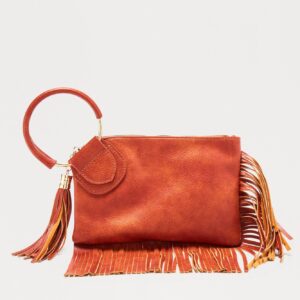 حقيبة يد صغيرة بشراشيب “سامثينغ إكسترا” – كونياك