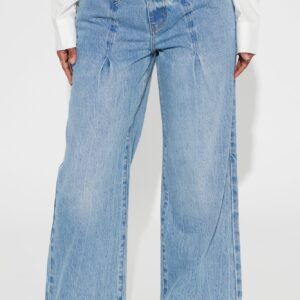 جينز ‘سَتش إيه جيم تشنجر’ مطوي واسع الساقين – ووش فاتح