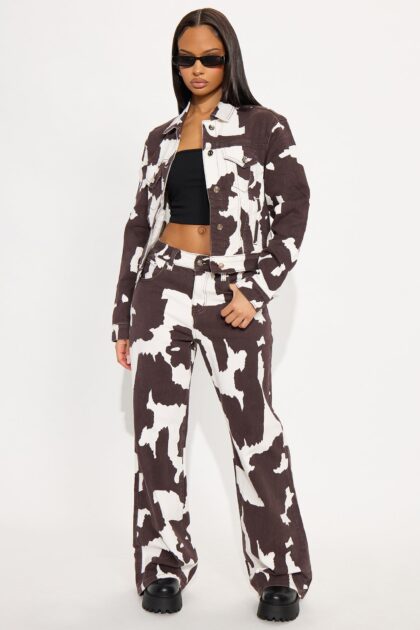 جينز "مونتانا" أرجل واسعة - بني متعدد