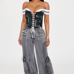 توب كورسيّة ‘جيم داي بايب’ – أسود/أخضر