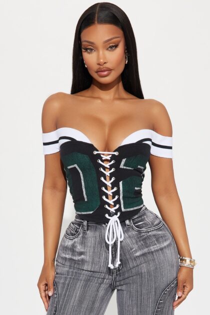 توب كورسيّة 'جيم داي بايب' - أسود/أخضر