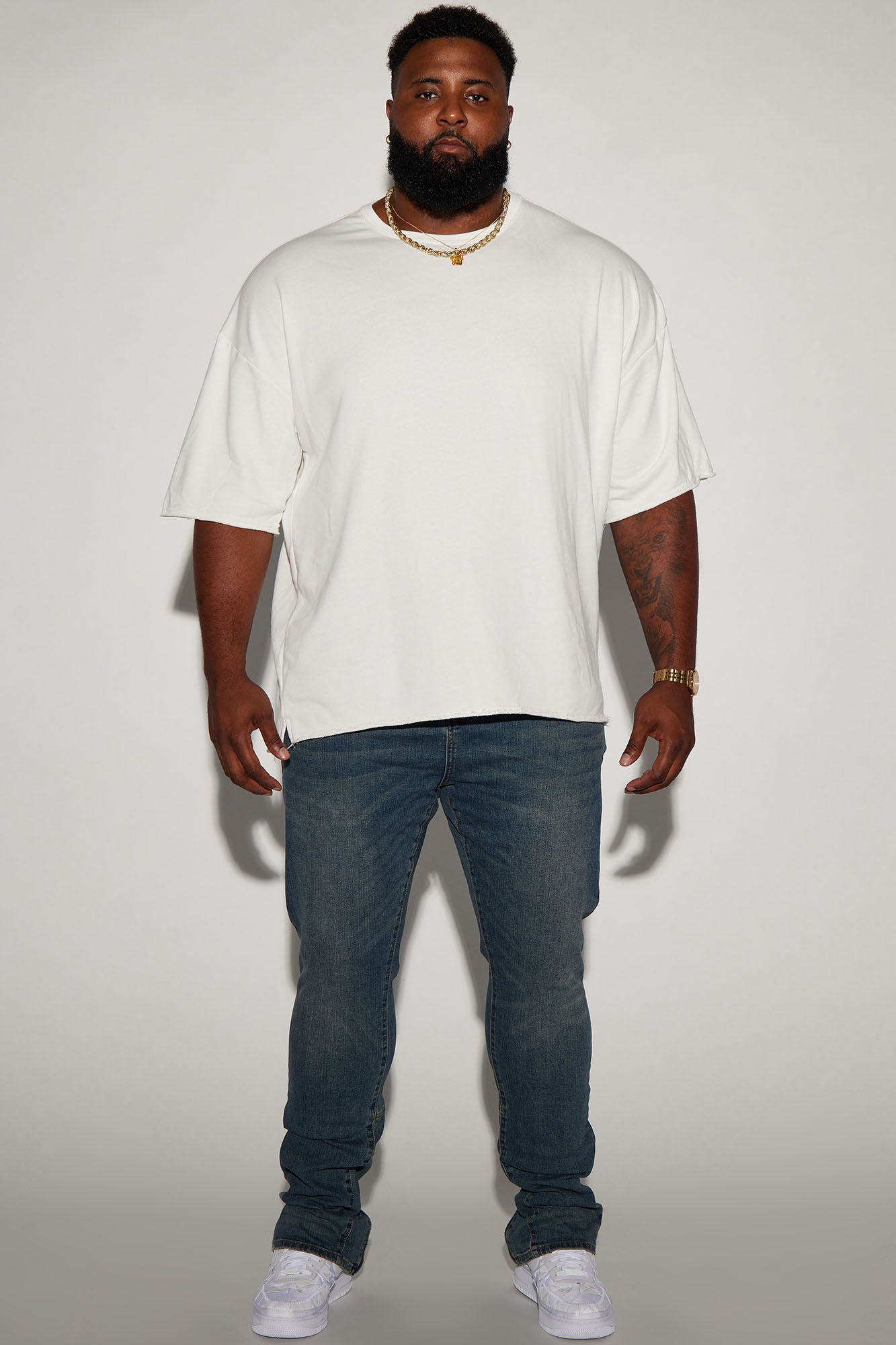 ⁦جينز "دروب توب" سكيني ستاكد بسحاب خلفي - أزرق فينتيج⁩ - الصورة ⁦7⁩