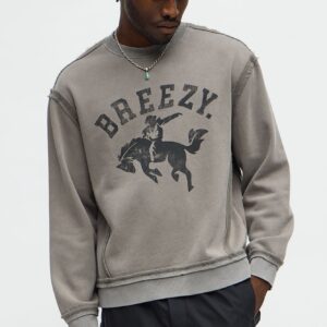 سويت شيرت “تايسون بريزي” برقبة دائرية – رصاصي