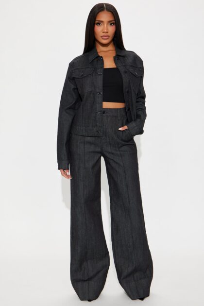 جينز "إف واي آي" مفصل مطاطي - أسود