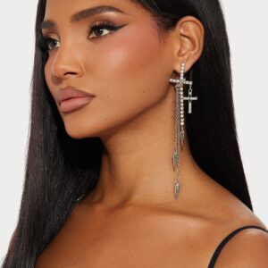 أقراط “إن ذا هيفينز” صليب – فضي