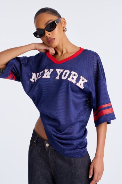 تي شيرت جيرسي 'إن واي نيشن' - كحلي/أحمر