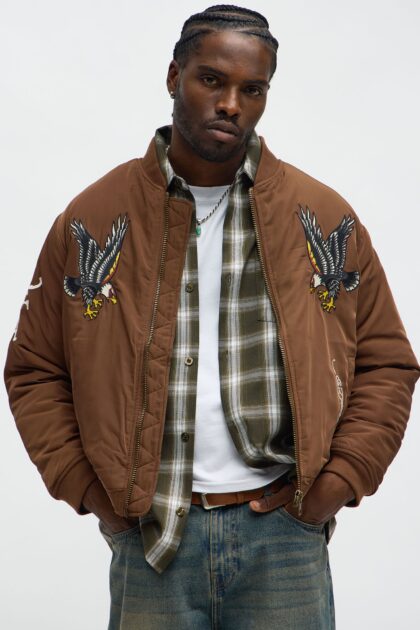 جاكيت بومبر مبطن "إد هاردي ريفايفل" - بني