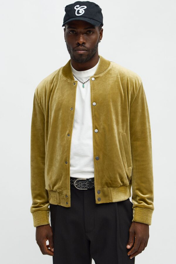 جاكيت بومبر مخمل فاخر - أصفر مخضر (شارتريوز)