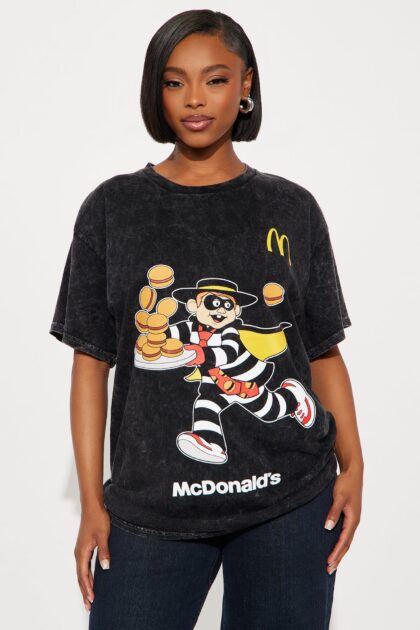 تيشيرت ماكدونالدز "فلاينج برغرز" مغسول - أسود باهت