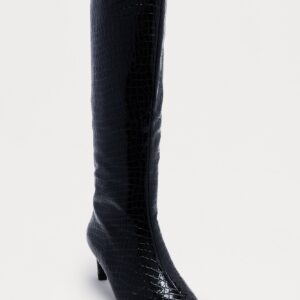 بوت “سكوتلاند” بنقش تمساح للركبة – أسود