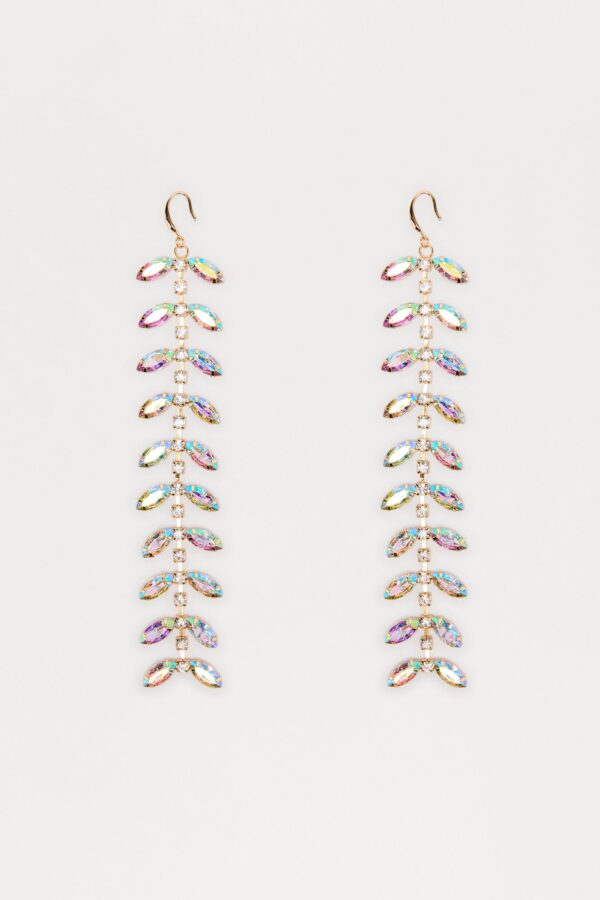 أقراط "بلوم لاين" مرصعة - ذهبي/ملون