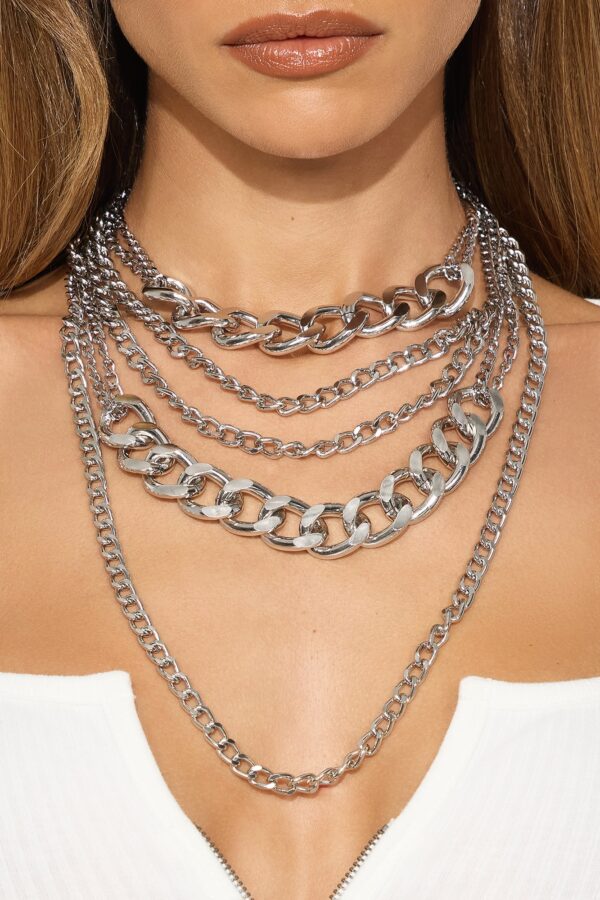 قلادة طبقات "تشينز أون تشين" - فضي