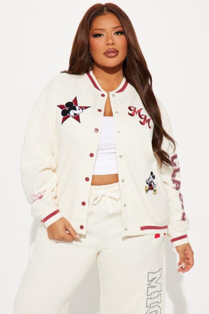 جاكيت ليترمان ميكي ماوس - كريمي