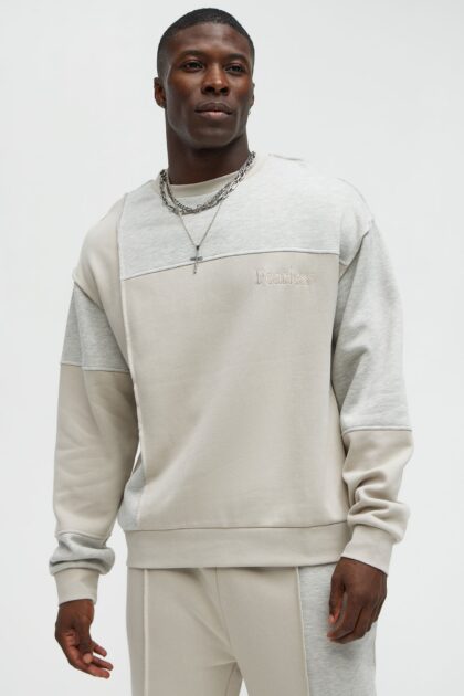 سويت شيرت رقبة دائرية "بلوك ذا فير" - رمادي