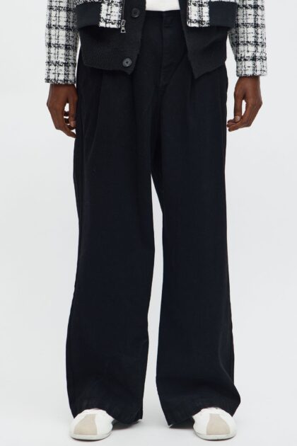 جينز باجي واسع الساق بكسرات - أسود