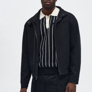 جاكيت بومبر “نيو أيج ريبل” مريح بقطع معدنية – أسود