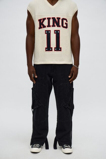 جينز كارغو "ريلاكسد ستريت" بتفاصيل ألواح - أسود مغسول