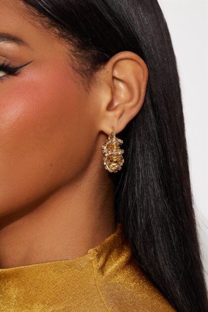 أقراط هوب "لستر لايت" مرصعة - ذهبي