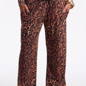 بنطلون “أوه سو فاين” مخمل أرجل واسعة طبعة نمر 33 – نمر