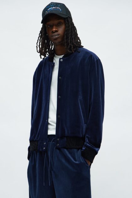 جاكيت بومبر مخمل فاخر - كحلي