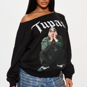 سويت شيرت توباك “آنجل” صوف بكتف مكشوف – أسود