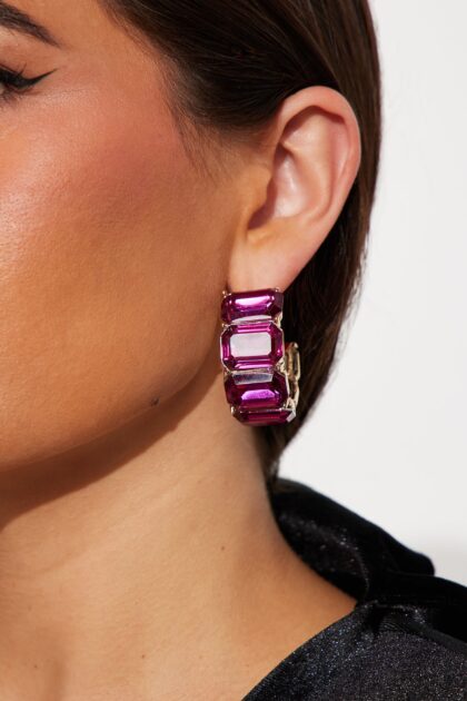 أقراط هوب "ساموير تو بي" - ذهبي/فوشيا