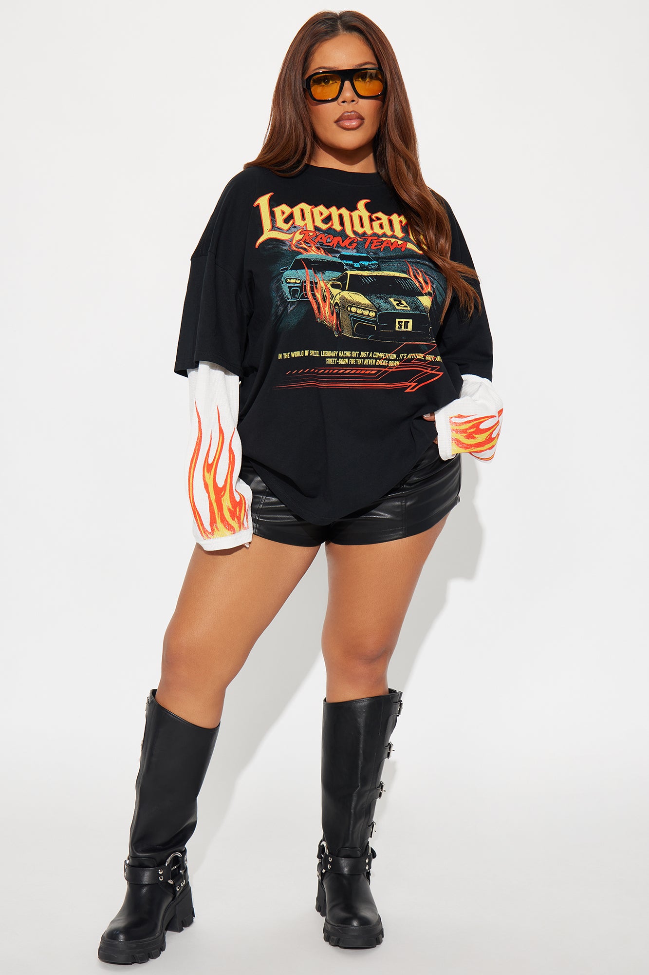 ⁦تيشيرت "ليجينداري فليمز" ثيرمال 2 في 1 - أسود/أبيض⁩ - الصورة ⁦8⁩