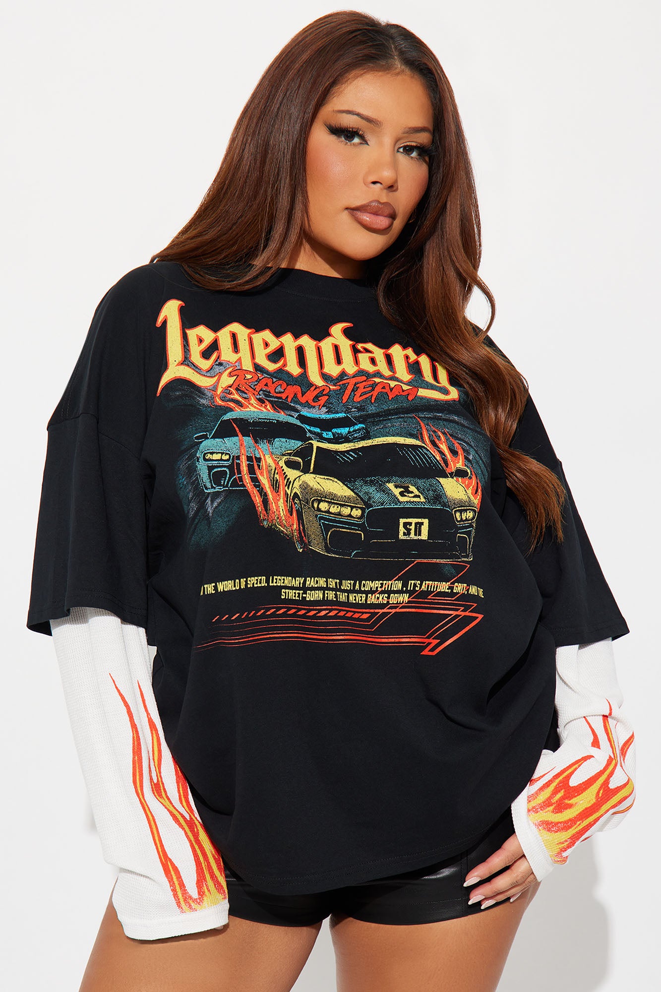 ⁦تيشيرت "ليجينداري فليمز" ثيرمال 2 في 1 - أسود/أبيض⁩ - الصورة ⁦6⁩