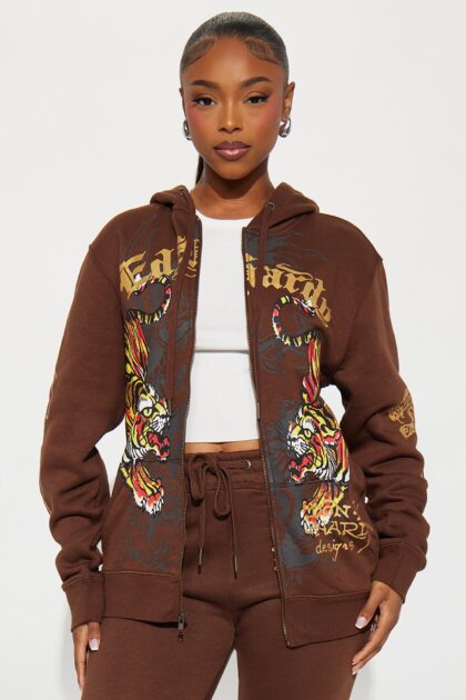 هودي إد هاردي بسحاب وطبعة نمر - بني