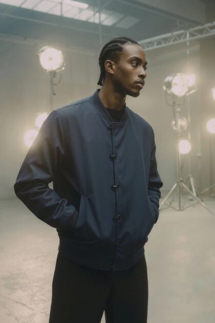 جاكيت بومبر بمشابك معدنية - رمادي غامق